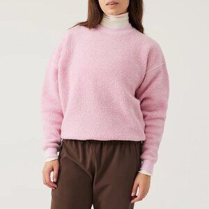 Outdoor Voices Pink MegaFleece Crew Neck Pullover Sweatshirt Size M Wool Blend